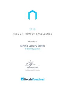 59966867 2009980362461002 4200467651731914752 n - Athina Luxury Suites Awarded! Hotels Combined Recognition of Excellence for 2019 in Greece!