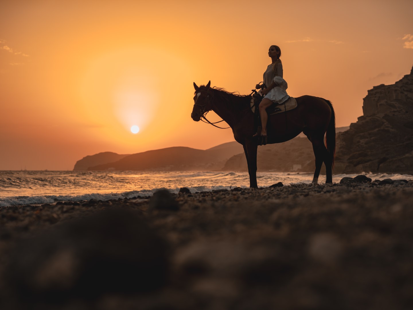 GFXH0662 Large - Chasing the Santorini Sunset: A Magical Horse Riding Experience A Magical Horse Riding Experience
