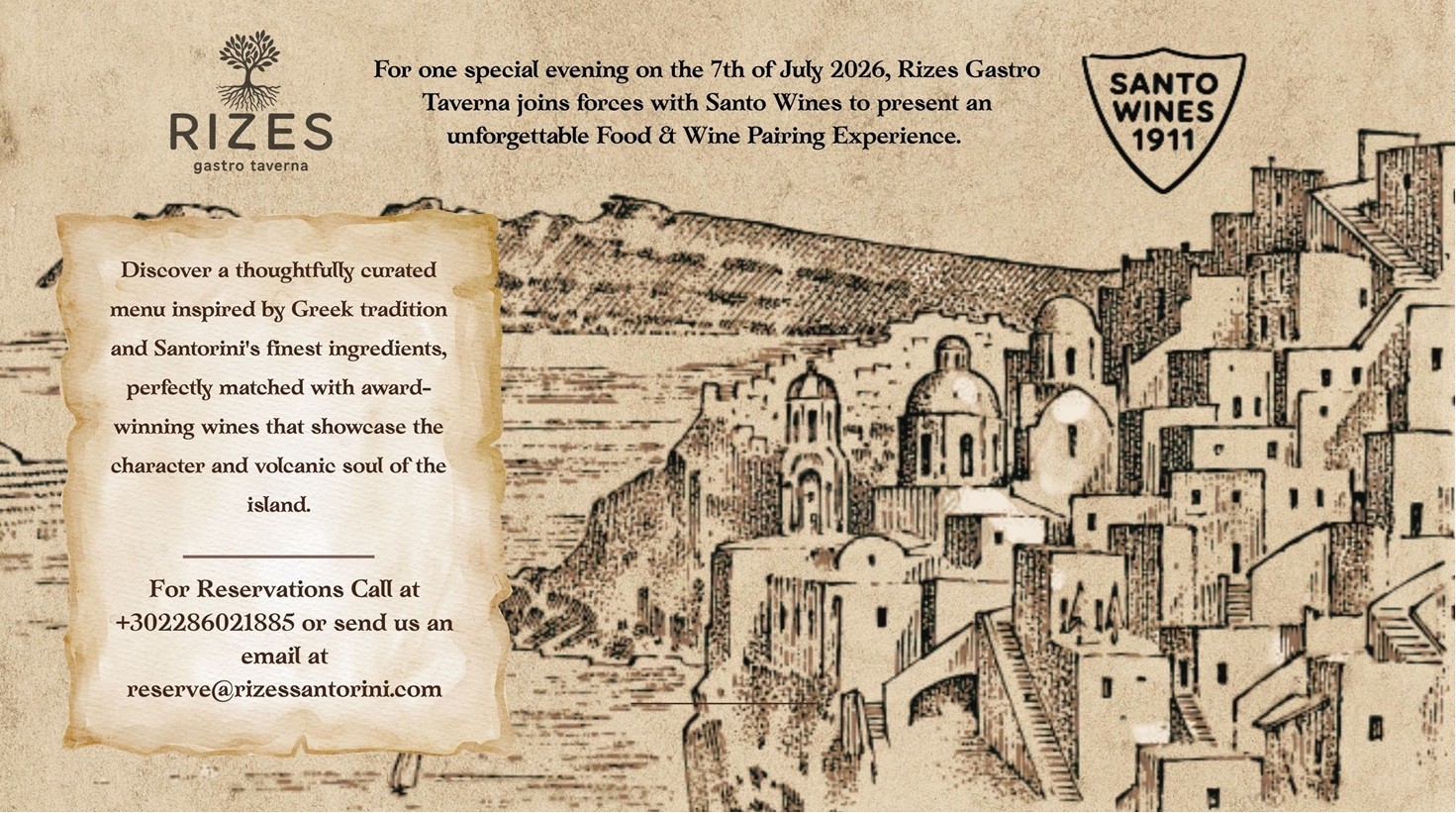 Rizes Gastro Taverna - A Gastronomic Voyage: Rizes Gastro Taverna and Santo Wines Partner for the Ultimate Santorini Wine Tasting Event